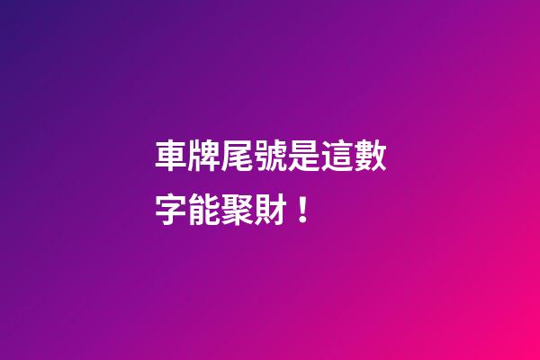 車牌尾號是這數字能聚財！